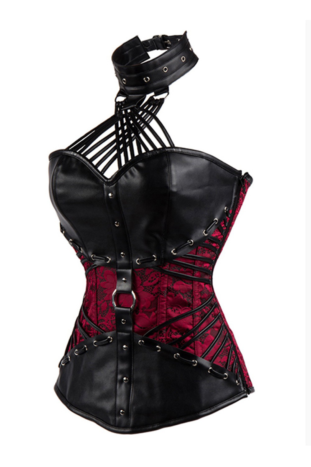 Lace Up Back Brocade Corset Overbust 11 Steel Bone Plus